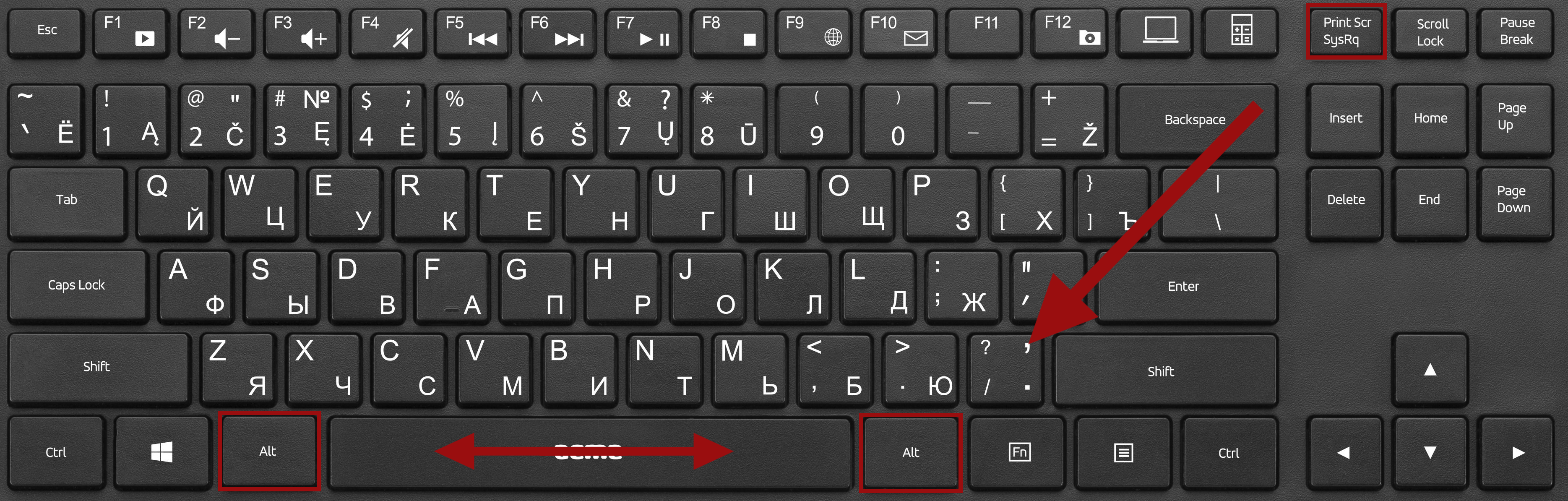 Сочетание клавиш ALT + PrtScr