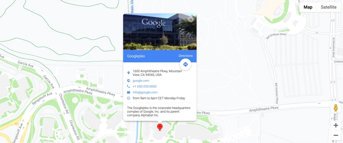Віджет на сторінку сайту з картами Google